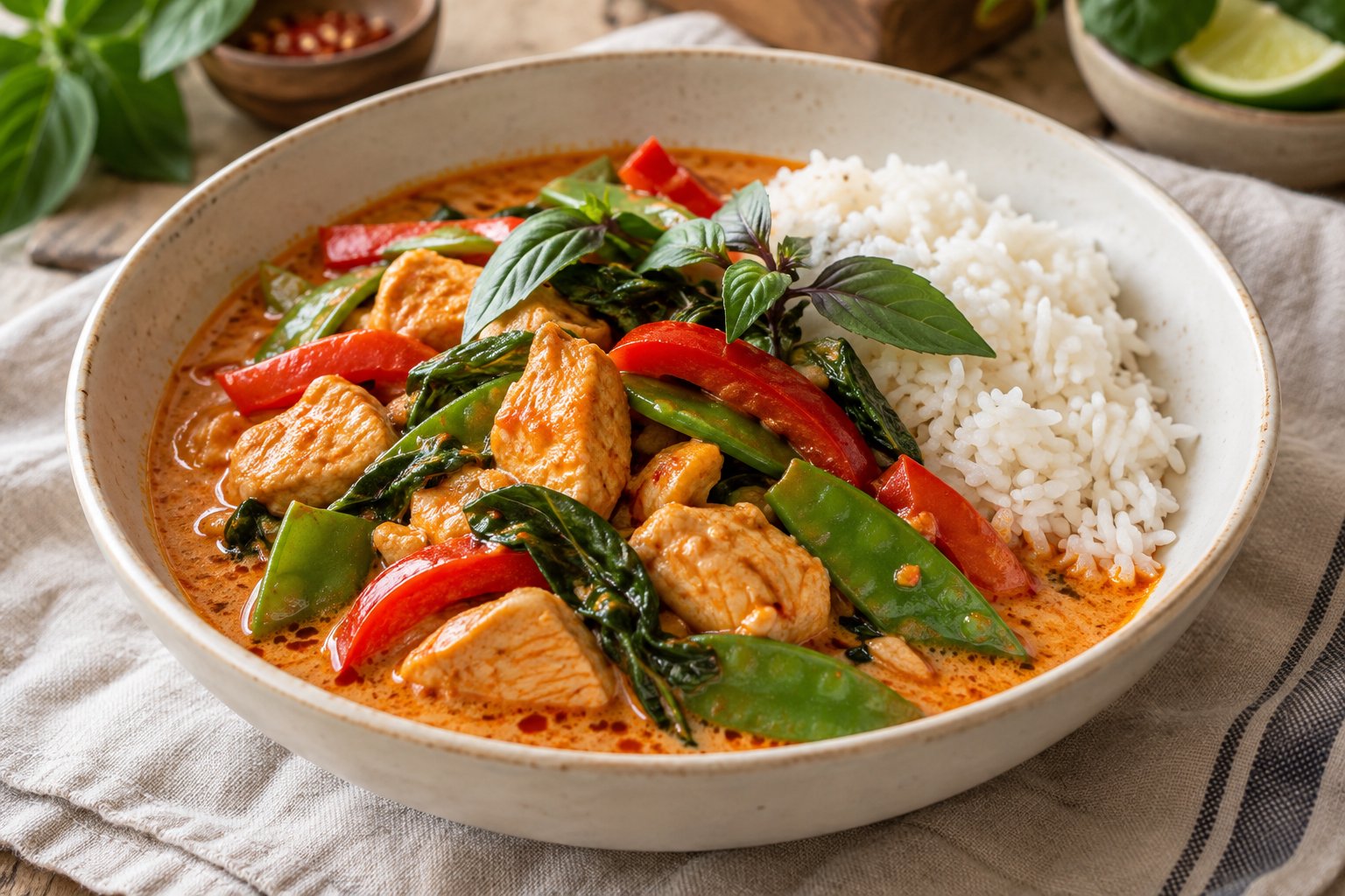 Kleurrijke Thaise curry met groenten